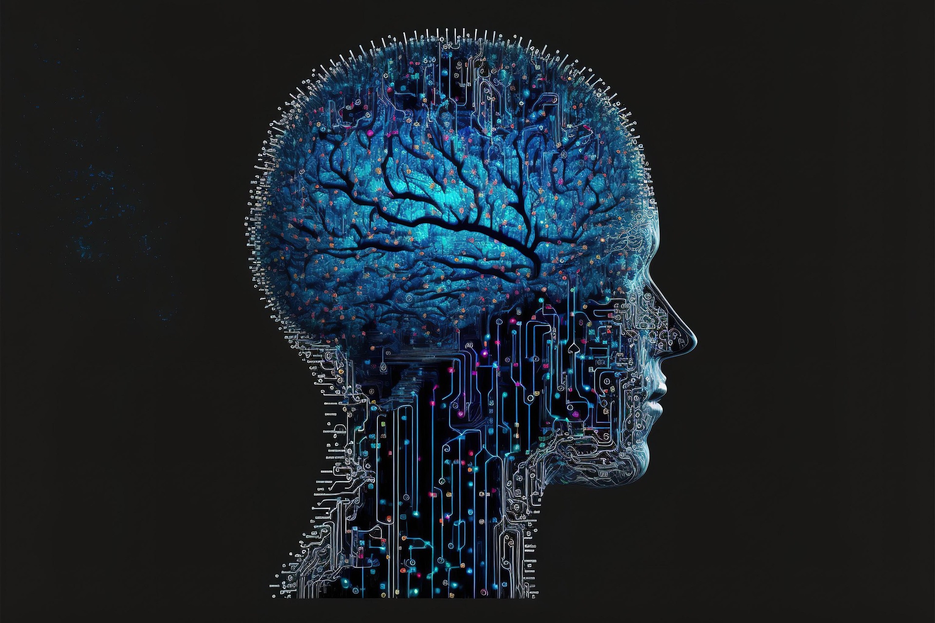 Cyber brain circuit illustration